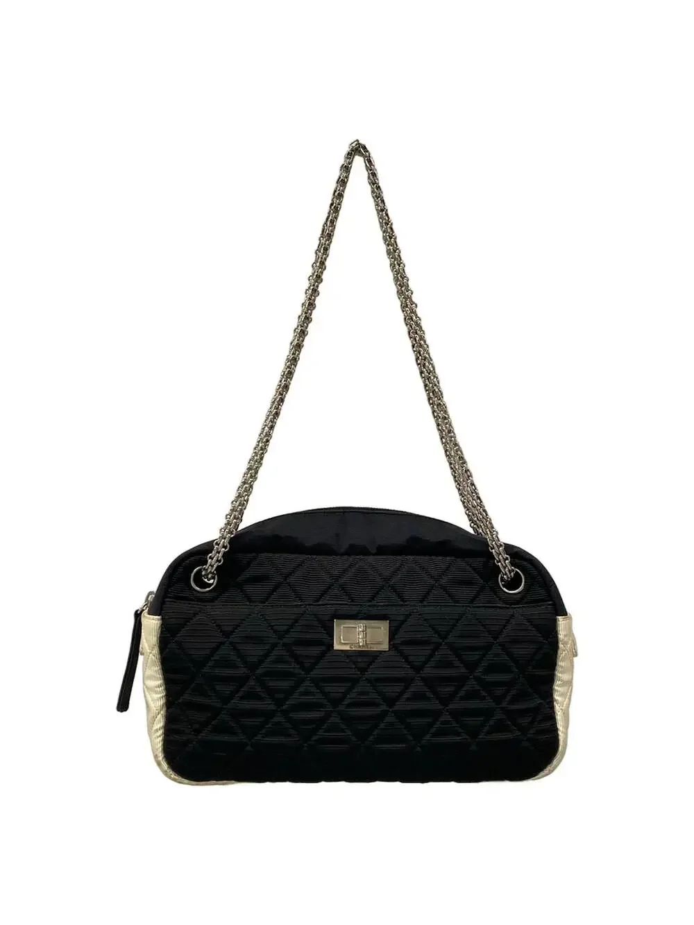 Chanel 2.55 Matelass Black White Nylon #295569C96B
